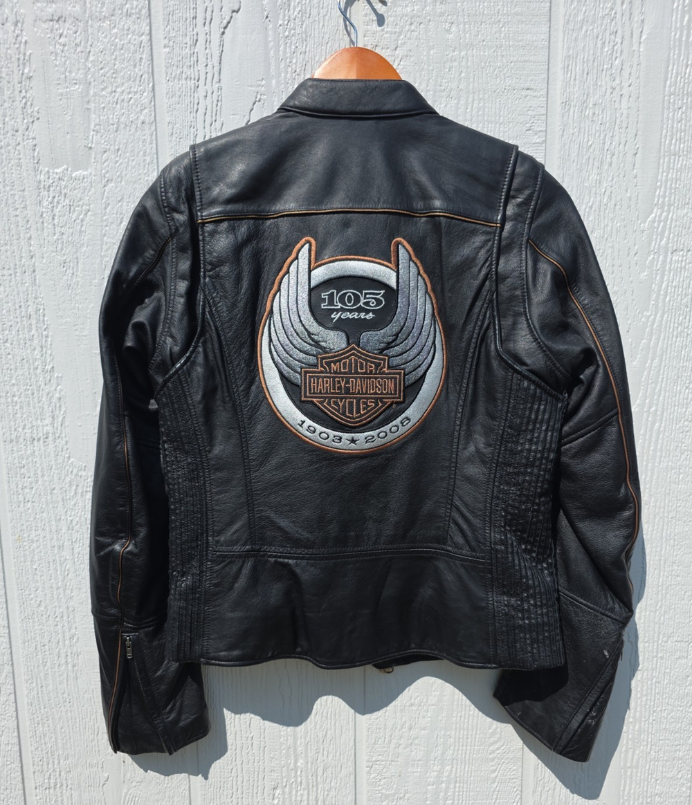 Harley Davidson 105th Anniversary Leather Jacket Women's Small Cafe Racer